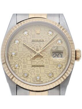 Rolex Datejust Watch 10 Diamond Computer Dial 18K Yellow Gold SS